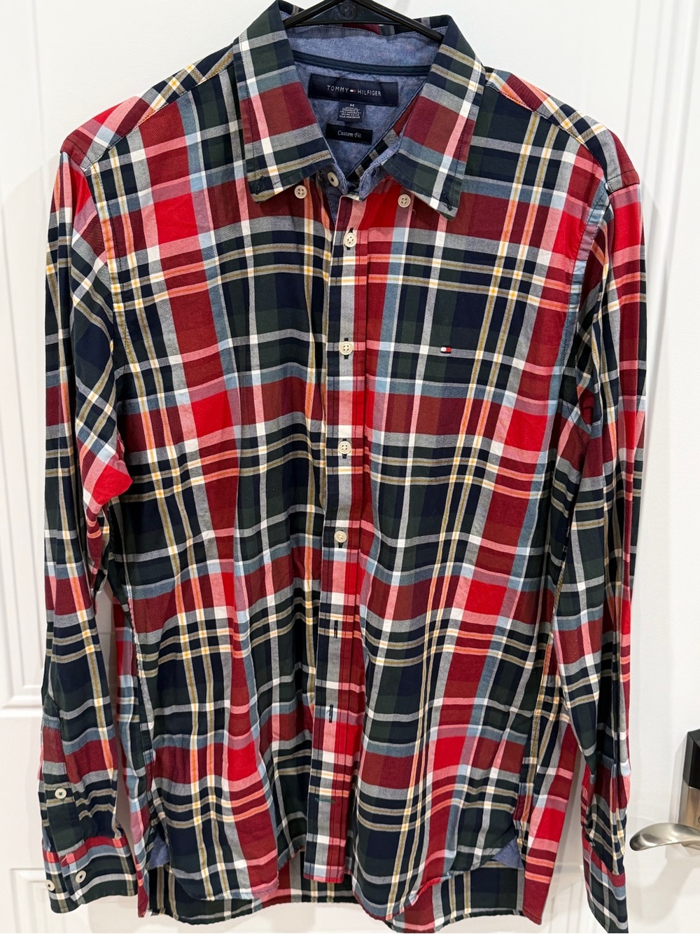 Tommy Hilfiger Red, Navy & Cream Plaid Button-Down Shirt